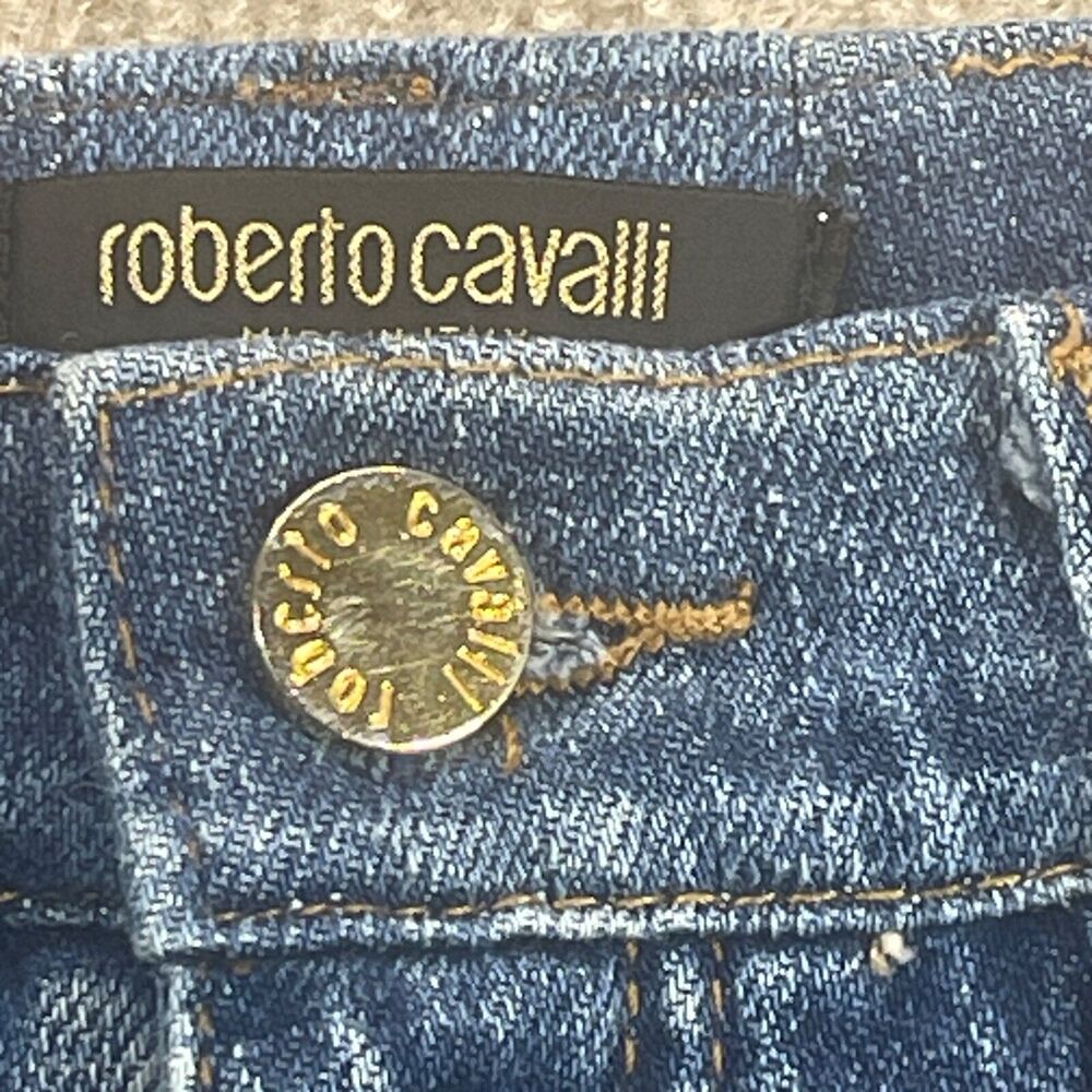 Vintage Roberto Cavalli Jeans Womens Medium 31X32 Satin Velvet Side Panel Boho - Picture 6 of 16